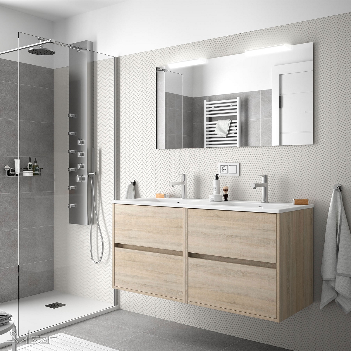 MEUBLE NOJA 1200 COMPLET CHENE CLAIR