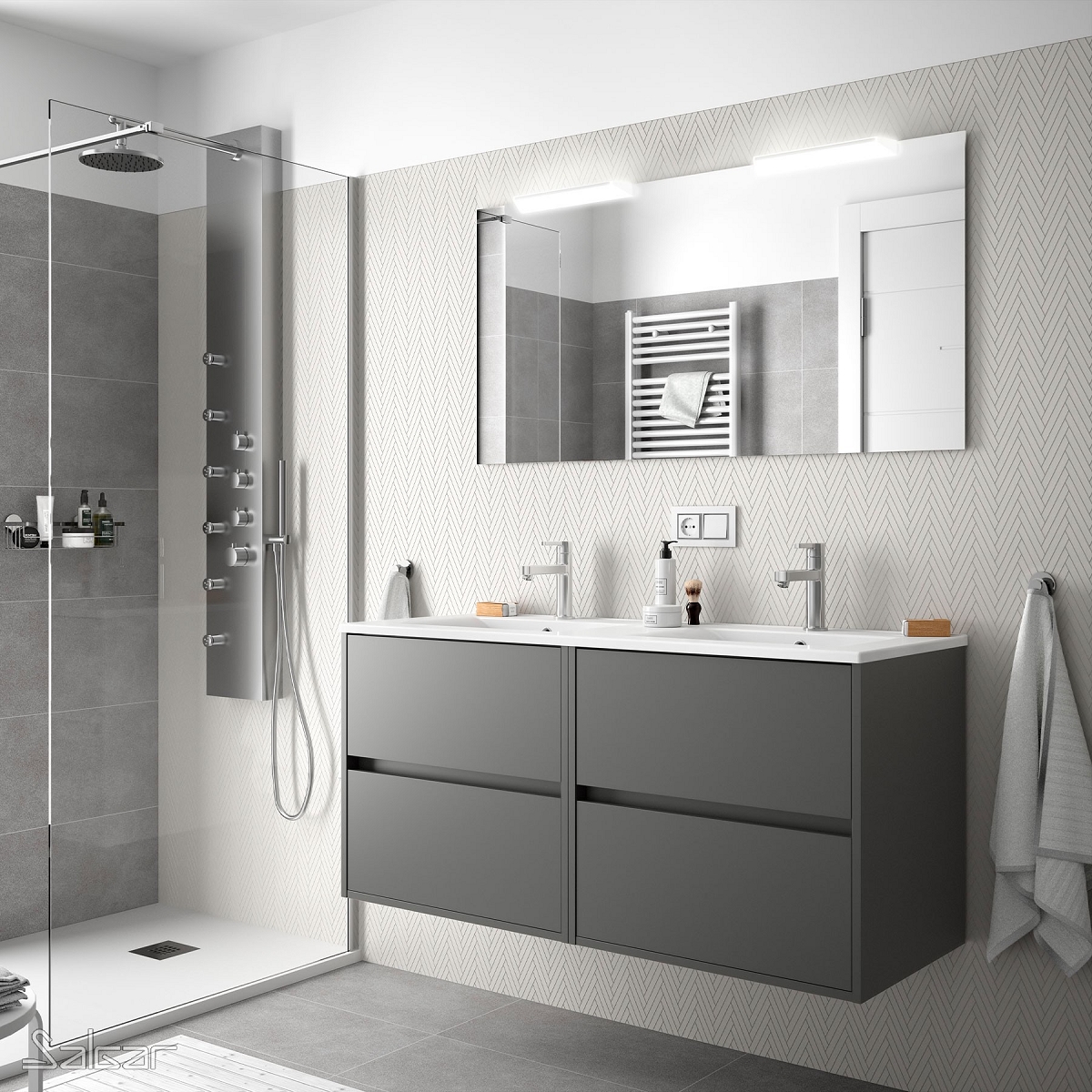 MEUBLE NOJA 1200 COMPLET GRIS MAT