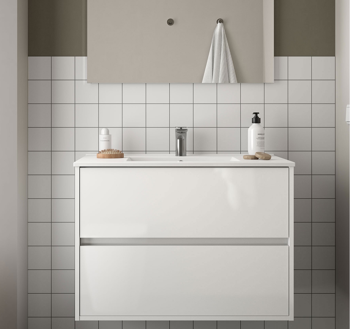 MEUBLE NOJA 900 COMPLET BLANC BRILLANT