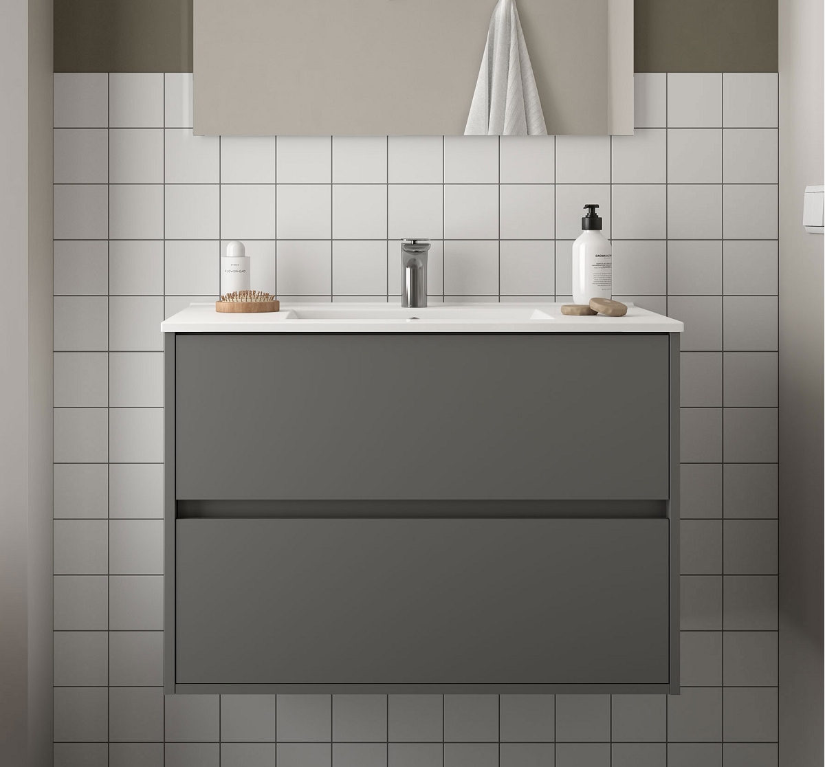 MEUBLE NOJA 900 COMPLET GRIS MAT