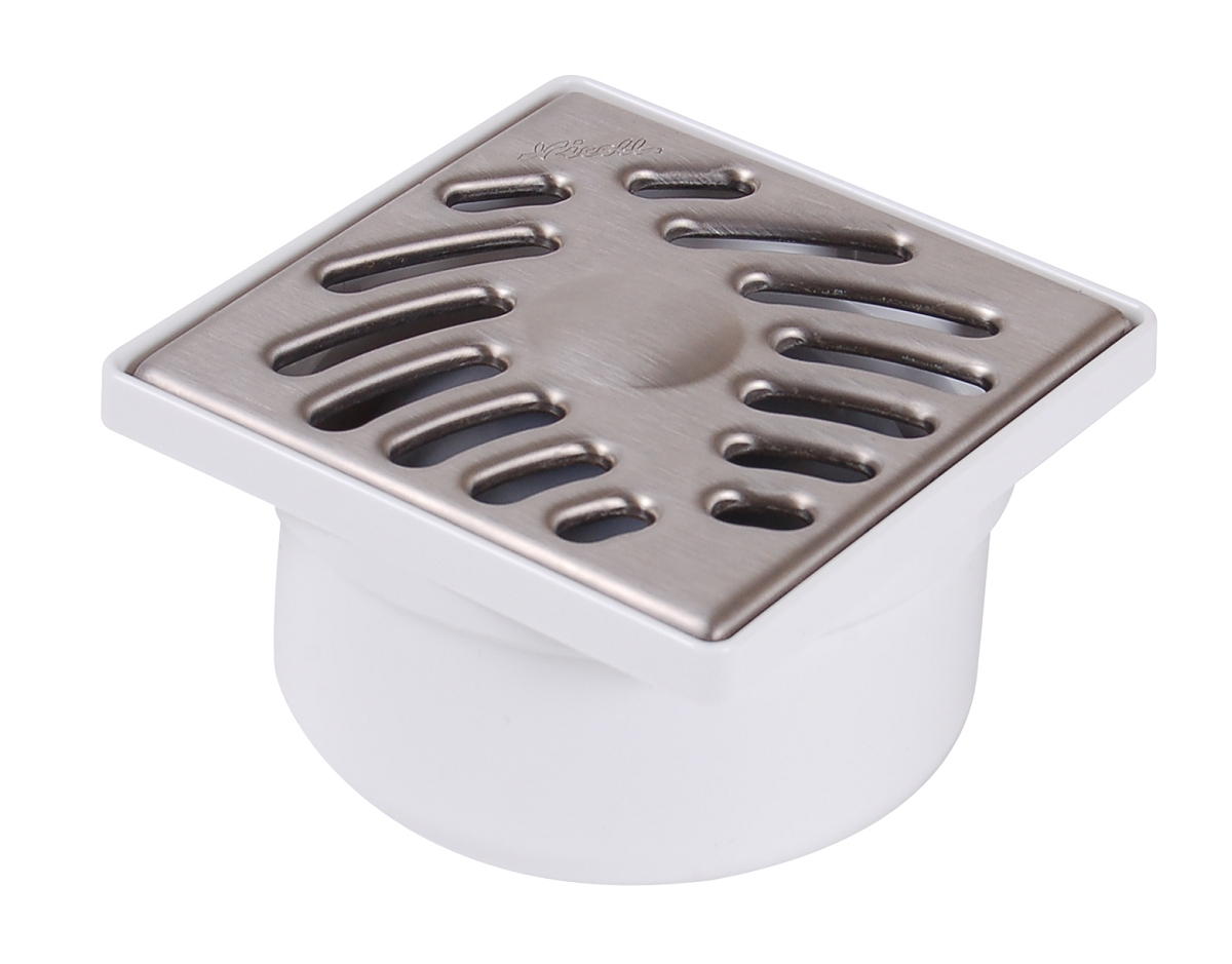 SIPHON DE SOL PVC + GRILLE INOX 100X100X57MM