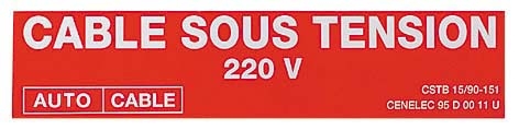 ETIQUETTES CABLE SOUS TENSION LES 50